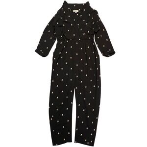 Harlyn Anthropologie Black Top Hat Print Whimsical Playful Jumpsuit Size SP